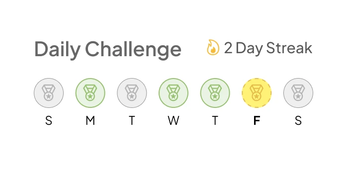 Medium widget: Daily Challenge with a 2-day streak and a badge for each day of the week.