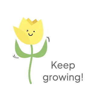 Small widget: the tulip mascot with “Keep growing!”